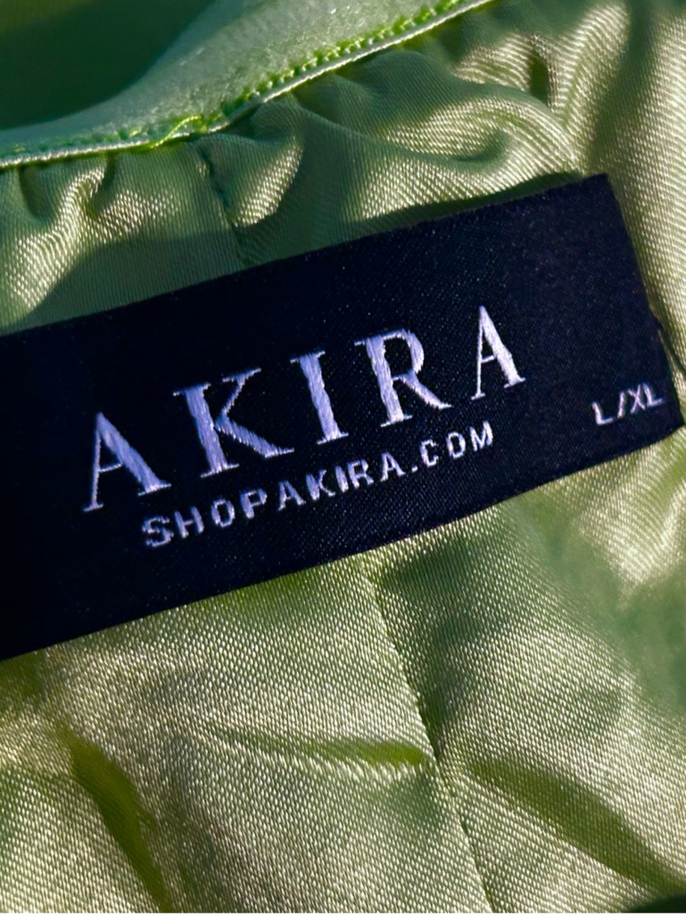 Oversized Mini Dress AKIRA Off-Shoulder Shiny Green Puffy Sleeved Large XL - Picture 13 of 13